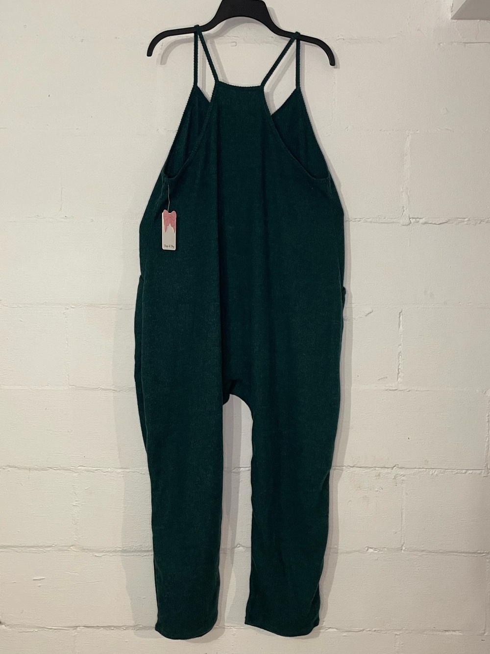 Deep Green Casual Strappy Jumpsuit with Pockets - Picture 3 of 4